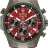 Bulova Men's Marine Star Series B Gray Ion Plated Stainless Steel 6-Hand Chronograph Quartz Watch, Red Dial Style: 98B350