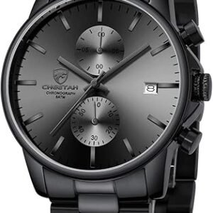 GOLDEN HOUR Fashion Business Mens Watches with Stainless Steel Waterproof Chronograph Quartz Watch for Men, Auto Date