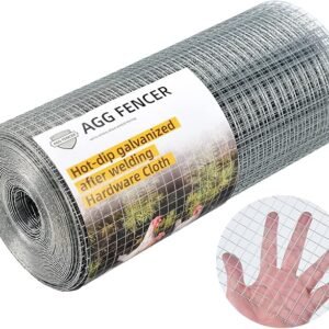 8in x 25ft Hardware Cloth 1/2 inch 19Ga Hot Dipped Galvanized After Welding, Chicken Coop Wire Fence, Garden Plant Welded Metal Wire Fencing Roll Mesh, Poultry Animal Netting Cage Screen