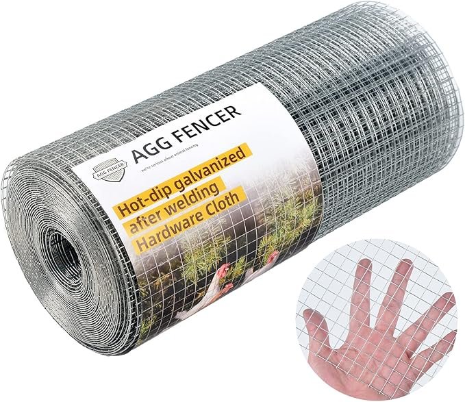 8in x 25ft Hardware Cloth 1/2 inch 19Ga Hot Dipped Galvanized After Welding, Chicken Coop Wire Fence, Garden Plant Welded Metal Wire Fencing Roll Mesh, Poultry Animal Netting Cage Screen