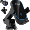 KKM Wireless Car Charger, 15W Auto-Clamping Wireless Car Charger Mount, Air Vent Dashboard Car Phone Holder