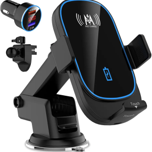 KKM Wireless Car Charger, 15W Auto-Clamping Wireless Car Charger Mount, Air Vent Dashboard Car Phone Holder