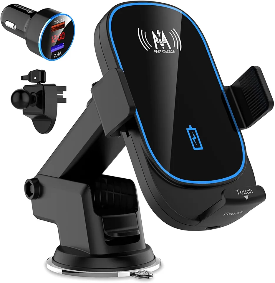 KKM Wireless Car Charger, 15W Auto-Clamping Wireless Car Charger Mount, Air Vent Dashboard Car Phone Holder